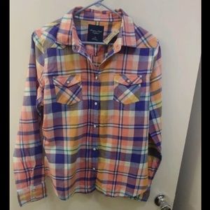 Multi-colored plaid button down